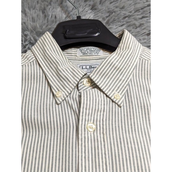 LL Bean Dress Shirt‎ Mens Size Tall 17-37 Single Needle Tailoring 17" Neck Gray - Picture 3 of 9